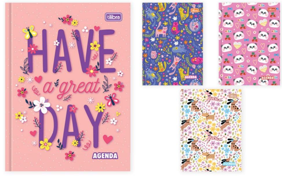 AGENDA ESCOLAR - PERMANENTE - 16x12cm - PCT C/6 - 339121 - COSTURADA PEPPER FEMININA - TILIBRA