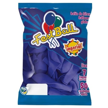 BALAO LISO 50UN - Nr 7 -  PCT C/ 5 UN - AZUL ROYAL - FEST BALL