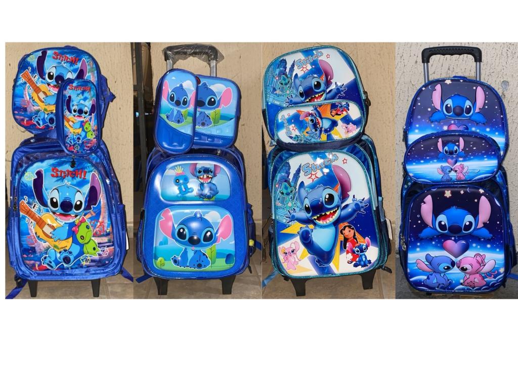 KIT - MOCHILA RODINHA  + LANCHEIRA + ESTOJO  - STITCH - RYALCE
