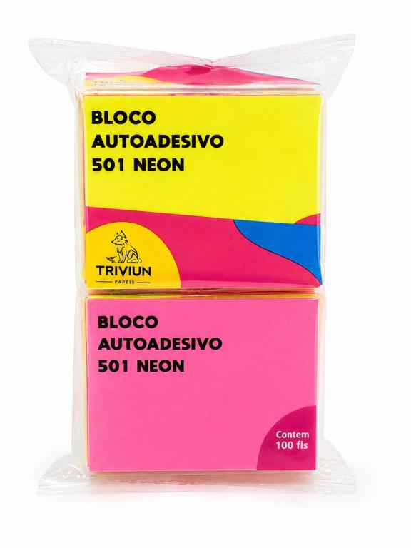 RECADINHO ADESIVO 76 x 102 - NEON SORTIDO - 100FLS - PCT C/ 12UN - TRIVIUN