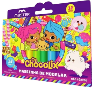 MASSA DE MODELAR 12 CORES - 180g - CX C/ 40 UN - EMAS2FP - CHOCOLIX