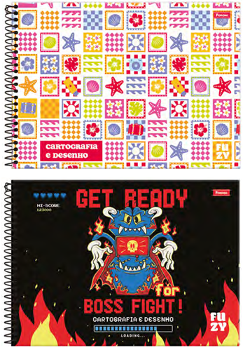 CADERNO DESENHO CARTOGRAFIA CD - 80Fls - PCT C/4 - FUZY - 9577-0 -  FORONI