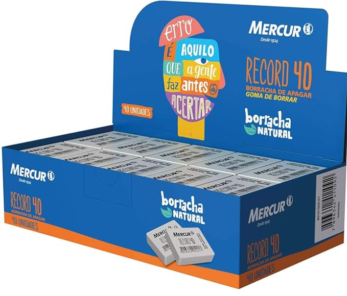 BORRACHA 40 BRANCA - CAIXA C/ 40UN - B0101005-01 - MERCUR