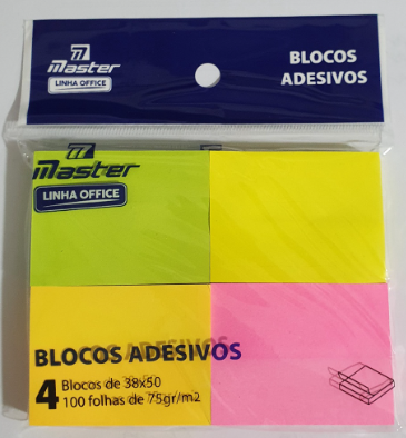 RECADINHO ADESIVO 4X1 38x50 - 100FLS - PCT/12 - NEON - OBLO4CS - MASTER