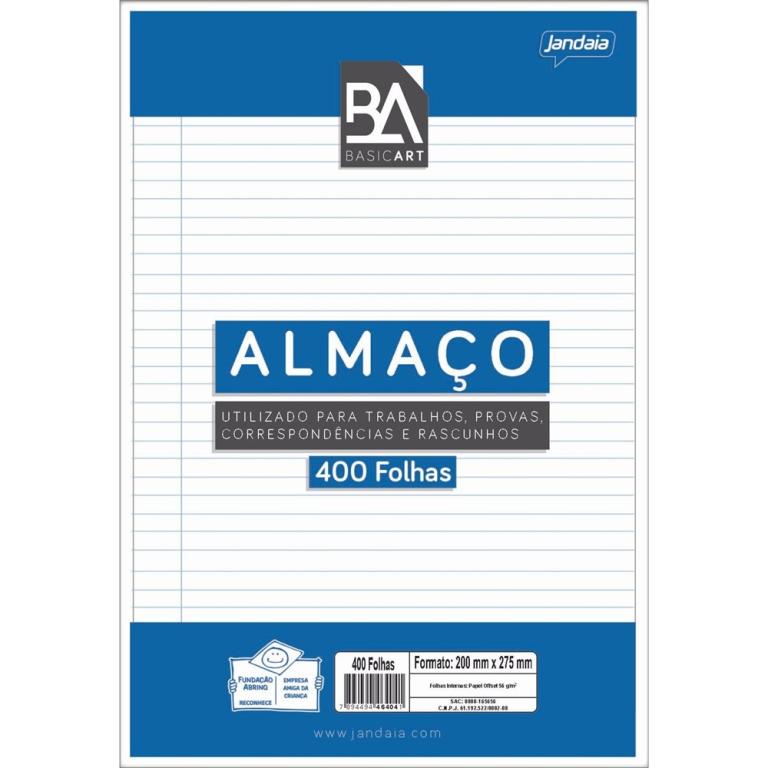 PAPEL ALMACO SEM PALTA - TAMANHO A4 - PCT C/400FLS - 03005-77 - JANDAIA