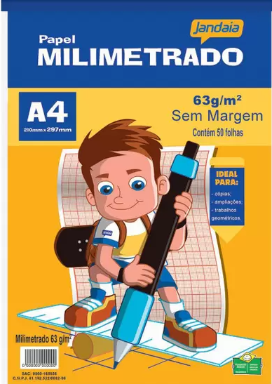 BLOCO MILIMETRADO A4 50FLS - PCT C/10 - 46444-77 - JANDAIA