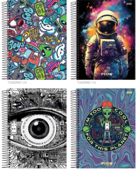 CADERNO 12X1 192FLS - PCT C/4 - FLOW - 68753-88 - JANDAIA
