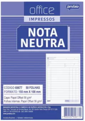 BLOCO PEDIDO 1/36 NOTA NEUTRA 50FLS - PCT C/ 20UN - 69677-77 - JANDAIA