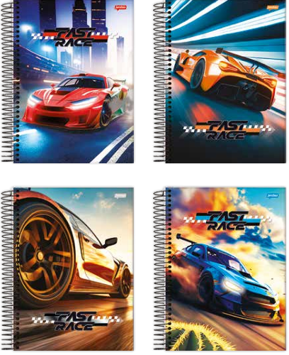 CADERNO 1X1 80FLS - PCT C/4 - FAST RACE - 71139-77 - JANDAIA