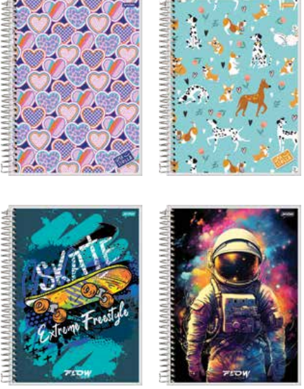 CADERNO 1/4 ESPIRAL FLEX 80fls -  PCT C/10 - FLOW / STELLA - 74924-77 - JANDAIA
