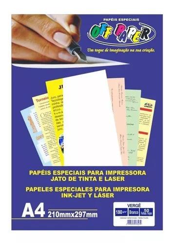PAPEL VERGE 180g C/ 50Fls -  BRANCO - OFF PAPER