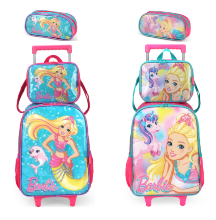 39972 - KIT MOCHILA COM RODAS + LANCHEIRA + ESTOJO - BARBIE - UN - LUXEL