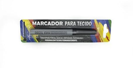 CANETA MARCADOR PARA TECIDO - PRETO - PCT C/ 6 UN - GRAMP LINE