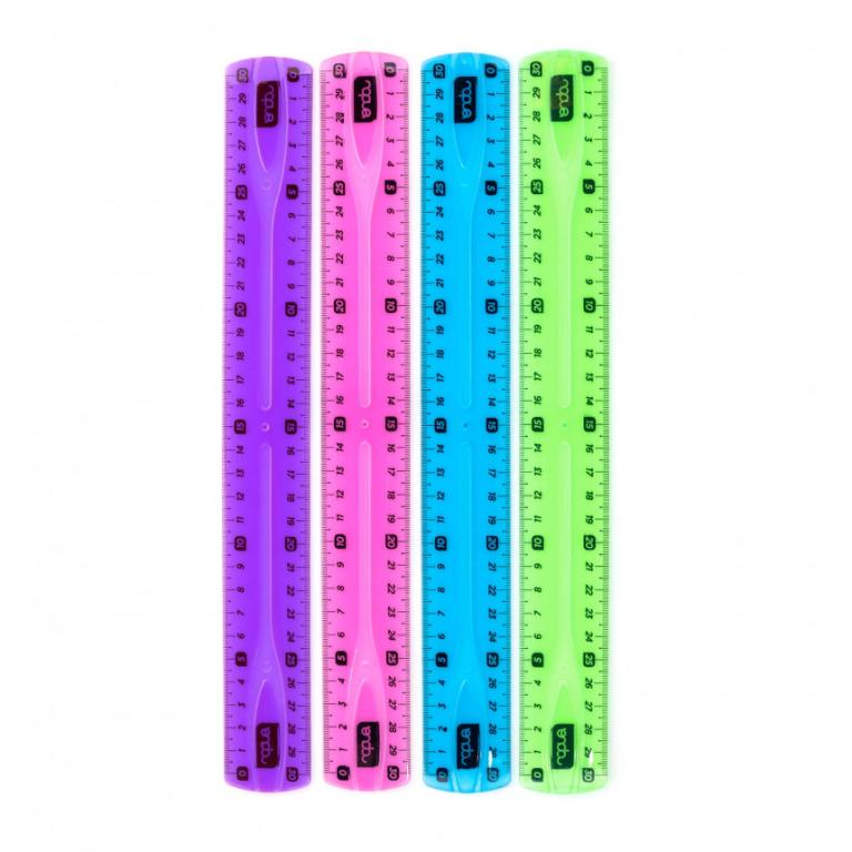 REGUA FLEXIVEL 30cm - LARGA - PLUS - COLOR - CX C/ 25 UN - 2216022 - ONDA