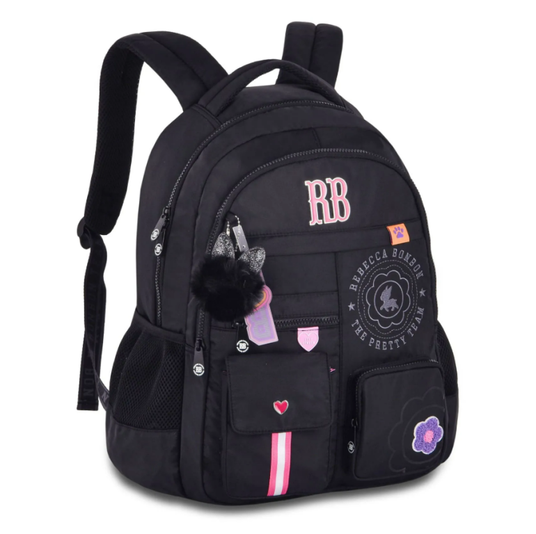 24547 - MOCHILA COSTAS FEMININA - REBECA BOMBOM 17,5 - PRETO - CLIO