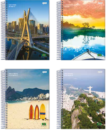 CADERNO 1/4 ESPIRAL 200fls -  PCT C/5 - BRASILIDADE - 08116-55 - JANDAIA