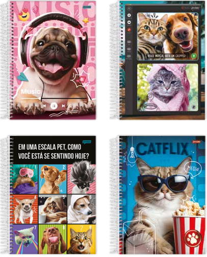 CADERNO 15X1 240FLS - PCT C/2 - PET LOVE - 68888-77 - JANDAIA