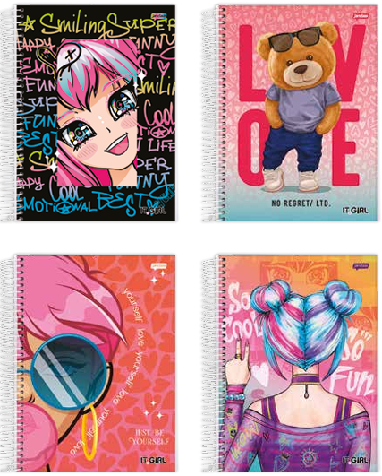 CADERNO 1/4 ESPIRAL 200fls - PCT C/5 - IT GIRL - 71404-77 - JANDAIA