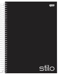 CADERNO 10X1 160 Fls - PCT C/ 4 UN - STIFF SLIM PRETO - 77203-77 - JANDAIA