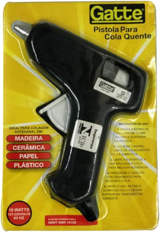 PISTOLA DE COLA QUENTE - FINA 10W - PRETA - 4007- MAKE +