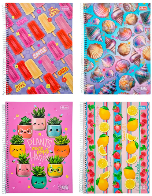 CADERNO 20X1 320Fls - PCT C/ 2 UN - VIBE FEMININO - 395307- TILIBRA