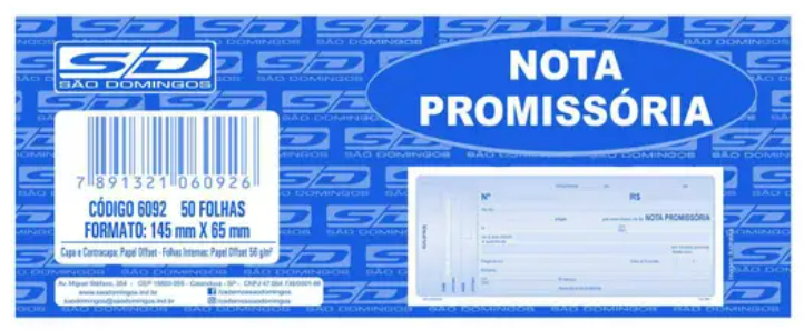 NOTA PROMISSORIA PEQUENA 50Fls - PCT C/ 20 UN - 10036 - SAO DOMINGOS / ANIMATIVA