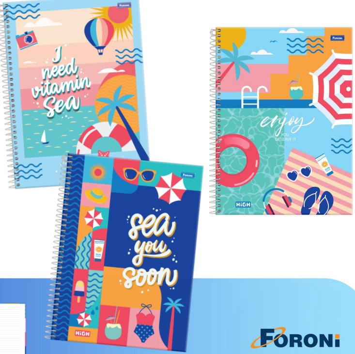 CADERNO 10X1 160Fls - PCT C/ 4 UN - HIGH FEMININO - 7151-0 - FORONI