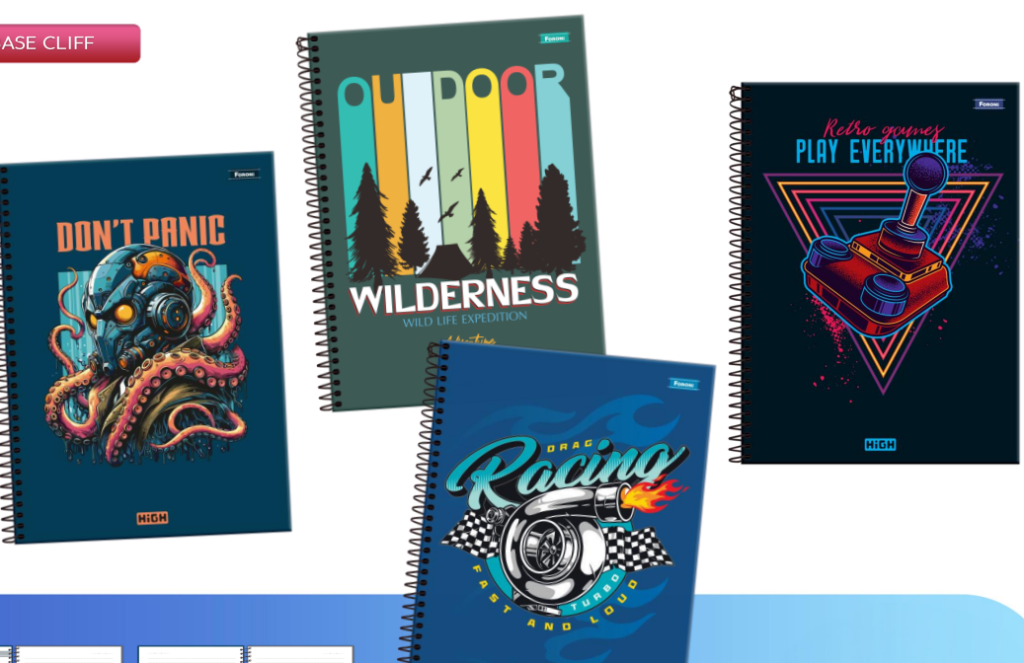 CADERNO 10X1 160Fls - PCT C/ 4 UN - HIGH MASCULINO - 7157-9 - FORONI
