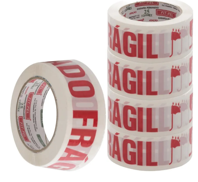 FITA BRANCA - 48 X 50 - CUIDADO FRAGIL - PCT / 5UN - ALLTAPE