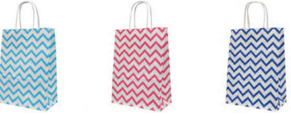 SACOLA DE PRESENTE GRANDE 31x40x12cm  - ZIGZAG SORTIDA - PCT C/12UN - YP8052 - YINS PAPER