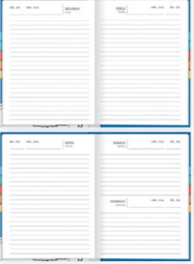 AGENDA ESCOLAR - PERMANENTE - 16x12cm - PCT C/6 - 356492- COSTURADA PEPPER MASCULINA - TILIBRA