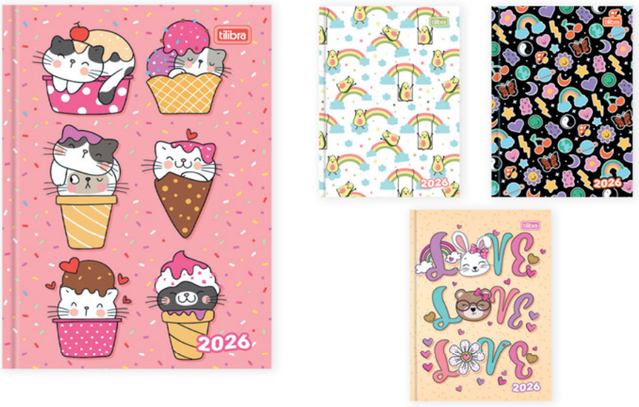 AGENDA ESCOLAR 2026 - 16x12cm - PCT C/5 - 393771- COSTURADA SPICE FEMININA - TILIBRA