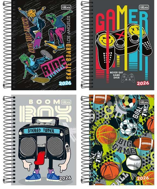 AGENDA 2026 - 13x19cm - PCT C/4 - 39376-2 - SPICE ESPIRAL MASCULINA - TILIBRA