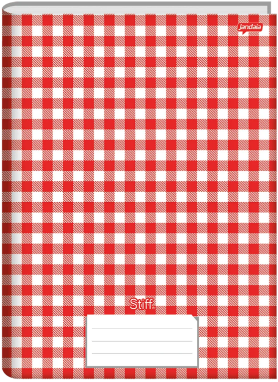CADERNO 1/4 BROCHURA 48fls - PCT C/10 - STIFF XADREZ VERMELHO - 75891-77 - JANDAIA
