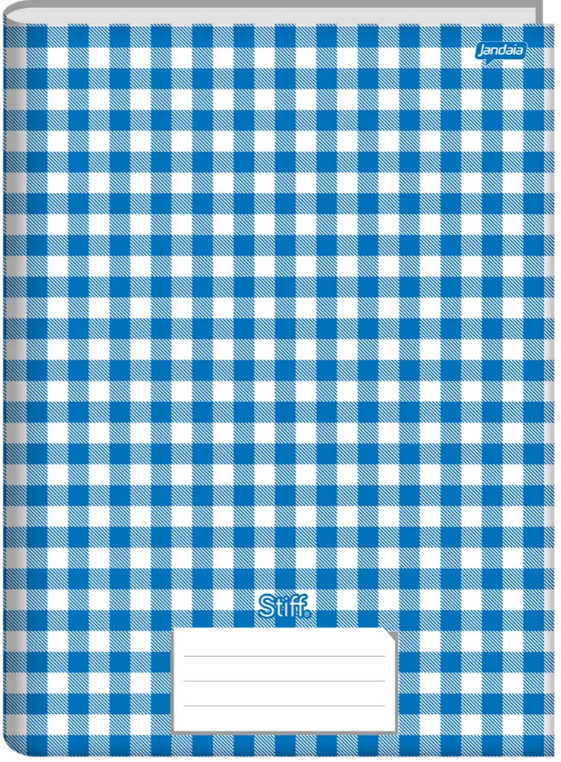 CADERNO  BROCHURAO 48fls - PCT C/10 - STIFF XADREZ AZUL - 75898-77 - JANDAIA