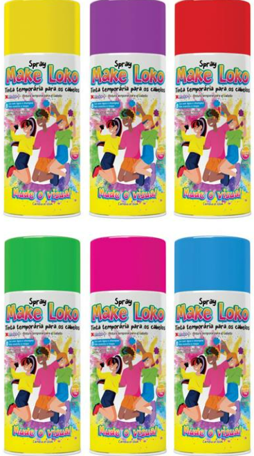 SPRAY PARA CABELO LOKO 120ML - CORES SORTIDA - CX C/24UN - 2870 - MAKE +