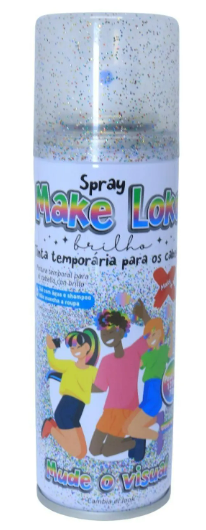 SPRAY PARA CABELO LOKO 120ML - GLITER MULTICOLOR  - CX C/12UN - 2868 - MAKE +