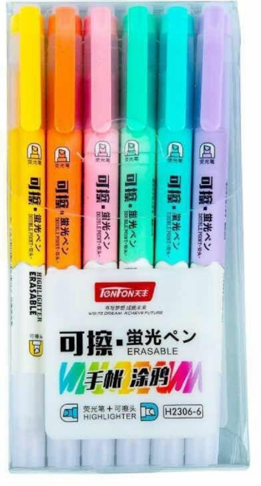 MARCA TEXTO APAGAVEL - 6 CORES - CX C/ 12 BLISTER - CORES SORTIDAS - MJ2306-6 - MOUREJAR