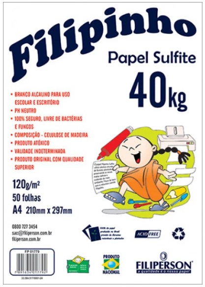 PAPEL OPALINE 120g SULFITE 40K -  PCT C/ 50Fls - 01779 - BRANCO - FILIPINHO