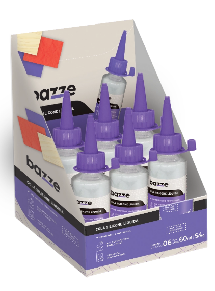 COLA SILICONE LIQUIDA 60ml CX C/ 6 - 907783 - BAZZE TRIS