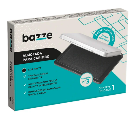 ALMOFADA PARA CARIMBO - NR 3 - 11 X 8 cm - PCT C/ 6 UN - PRETA - 900036 - BAZZE TRIS