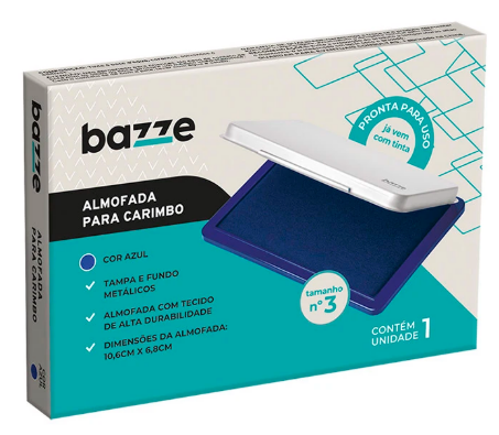 ALMOFADA PARA CARIMBO - NR 3 - 11 X 8 cm - PCT C/ 6 UN - AZUL - 900029 - BAZZE TRIS