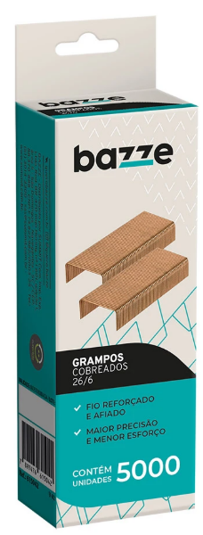 GRAMPO P/ GRAMPEADOR 26/6 - COBREADO - CX C/ 5.000 UN - PCT C/ 12UN - 615042  - BAZZE TRIS
