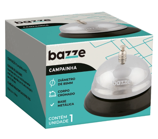 CAMPAINHA DE MESA - AÇO CROMADO - 85mm - 906335 - BAZZE TRIS