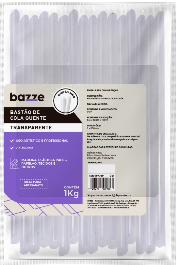 COLA QUENTE - FINA - PCT 1 Kg TRANSPARENTE - 907769 - BAZZE TRIS