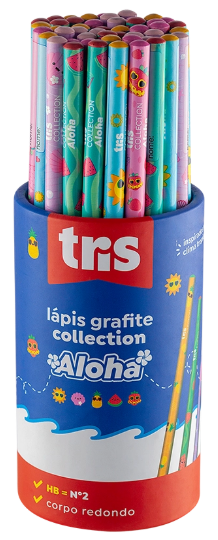 LAPIS PRETO DECORADO - COLLECT ALOHA - PCT C/ 48 UN - 904775 - TRIS