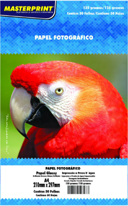 PAPEL FOTOGRAFICO - BRILHO 135g - PCT C/ 50Fls - 302010056 - MASTERPRINT