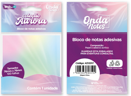 RECADINHO 76X76mm - PCT C/ 12UN - AURORA TIE DIE - 4212017 - ONDA