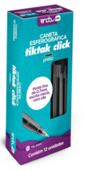 CANETA TIKTAK CLIL - 0.7MM - PRETA CX C/ 12 UN - 4314027 - ONDA