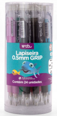 LAPISEIRA 0,5mm PLASTICO - PCT C/ 24 - CLEAR GRIP COLOR - 2011011 - ONDA